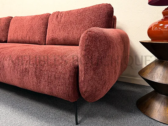 Canapé d'angle contemporain tissu framboise promo Meubles Bouchiquet Nord Bergues