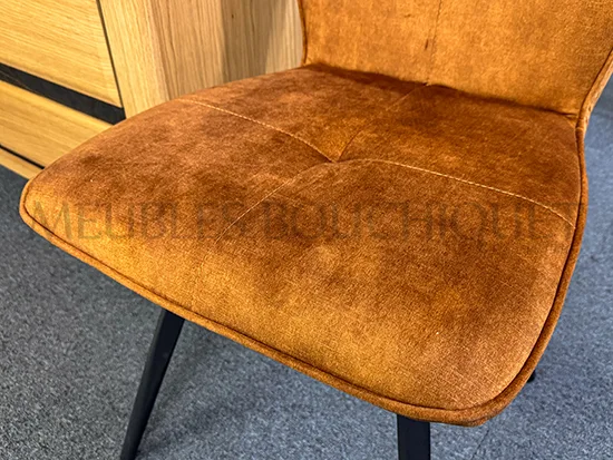 Chaise velours jaune moutarde promo Meubles Bouchiquet Bergues
