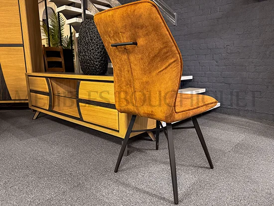 Chaise velours jaune moutarde promo Meubles Bouchiquet Nord