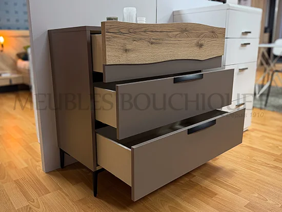 Commode bois et taupe Meubles Célio – Écorce - Promo Meubles Bouchiquet Bergues Dunkerque