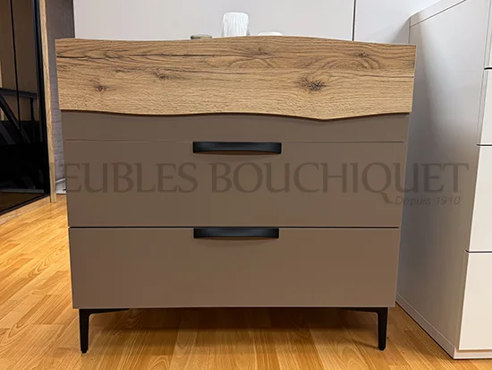 Commode bois et taupe Meubles Célio – Écorce - Promo Meubles Bouchiquet Bergues Nord