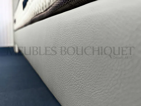 Ensemble Tête de lit et Sommiers tapissiers simili cuir gris couchage 160x200cm promo Meubles Bouchiquet Dunkerque