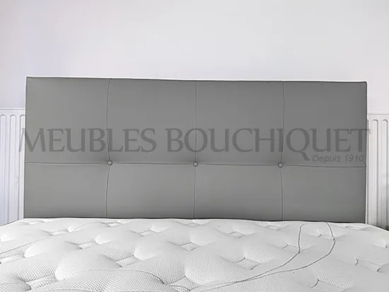 Ensemble Tête de lit et Sommiers tapissiers simili cuir gris couchage 160x200cm promo Meubles Bouchiquet Nord