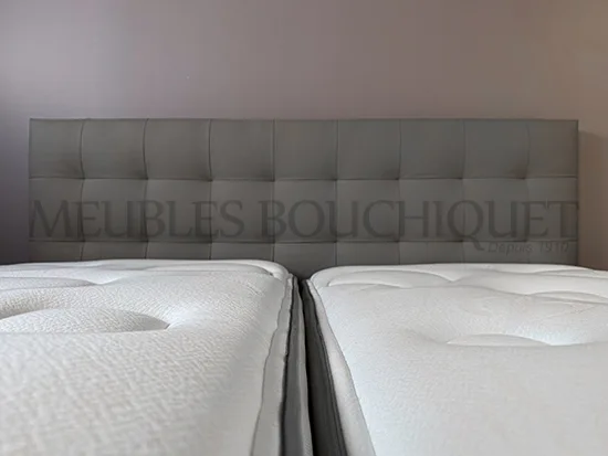 Ensemble Tête de lit et Sommiers tapissiers simili cuir taupe couchage 180x200cm promo Meubles Bouchiquet Bergues DK