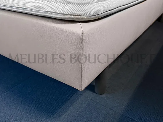 Ensemble Tête de lit et Sommiers tapissiers simili cuir taupe couchage 180x200cm promo Meubles Bouchiquet Dunkerque