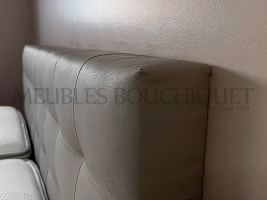 Ensemble Tête de lit et Sommiers tapissiers simili cuir taupe couchage 180x200cm promo Meubles Bouchiquet Nord