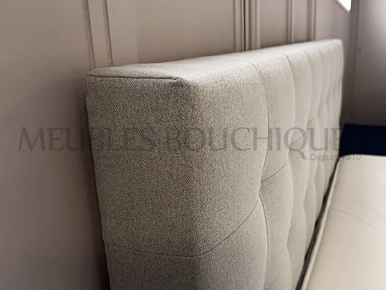 Ensemble Tête de lit et sommiers tapissiers tissu gris couchage 160x200cm promo Meubles Bouchiquet Bergues
