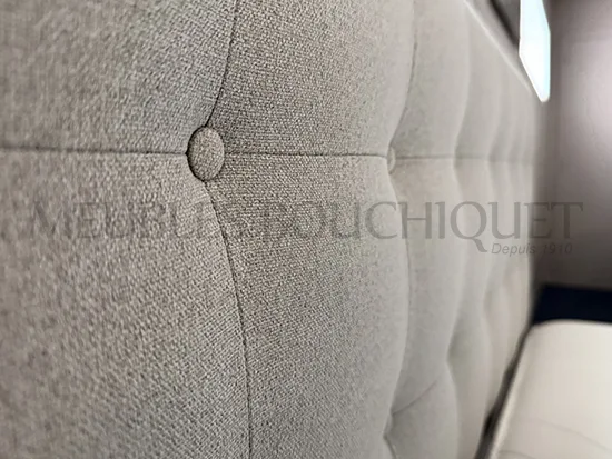 Ensemble Tête de lit et sommiers tapissiers tissu gris couchage 160x200cm promo Meubles Bouchiquet Dunkerque