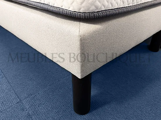 Ensemble Tête de lit et sommiers tapissiers tissu gris couchage 160x200cm promo Meubles Bouchiquet Dunkerque