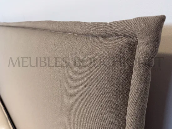 Ensemble Tête de lit coussin 160 + Sommier tapissier 140x190 tissu taupe - Promo Meubles Bouchiquet Bergues