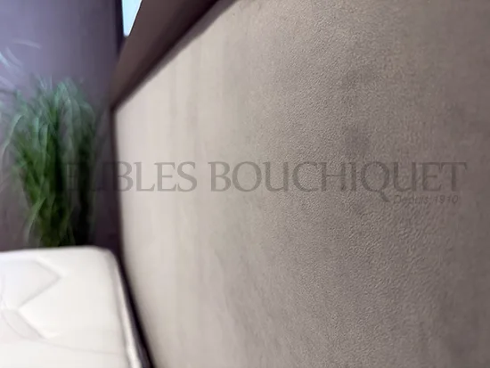 Ensemble Tête de lit + Sommiers tapissiers beige et taupe couchage 160x200cm - Promo Meubles Bouchiquet Bergues Nord