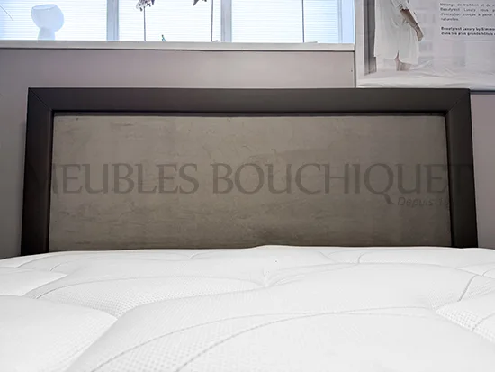 Ensemble Tête de lit + Sommiers tapissiers beige et taupe couchage 160x200cm - Promo Meubles Bouchiquet Nord Bergues