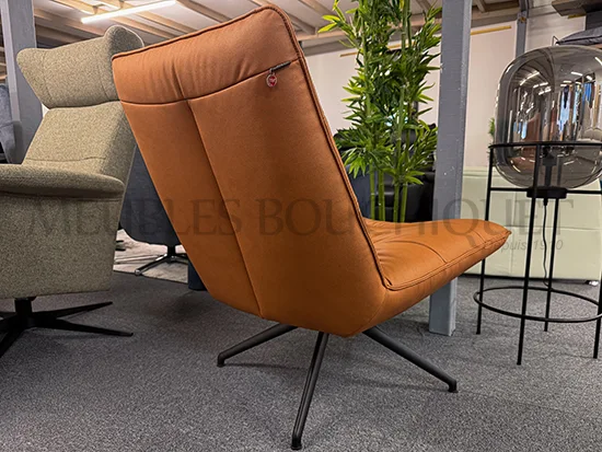 Fauteuil lounge cuir cognac - Promo Meubles Bouchiquet Dunkerque