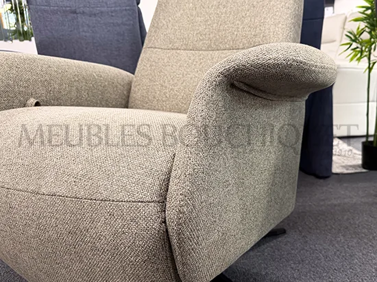 Fauteuil relax manuel design tissu vert - Promo Meubles Bouchiquet Bergues