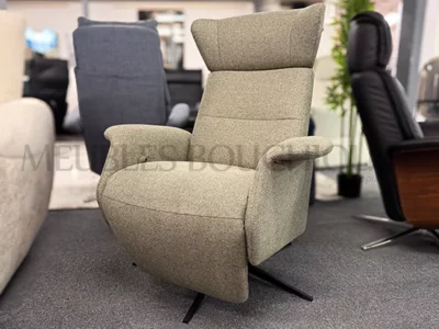 Fauteuil relax manuel design tissu vert - Promo Meubles Bouchiquet Nord Bergues