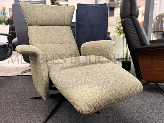 Fauteuil relax manuel design tissu vert - Promo Meubles Bouchiquet Nord