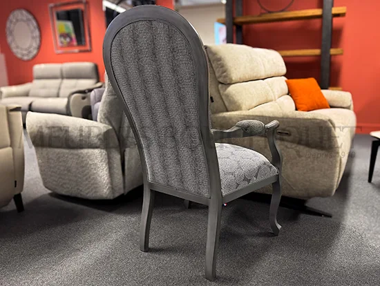 Fauteuil voltaire tissu déco gris - Meubles Bouchiquet promotion