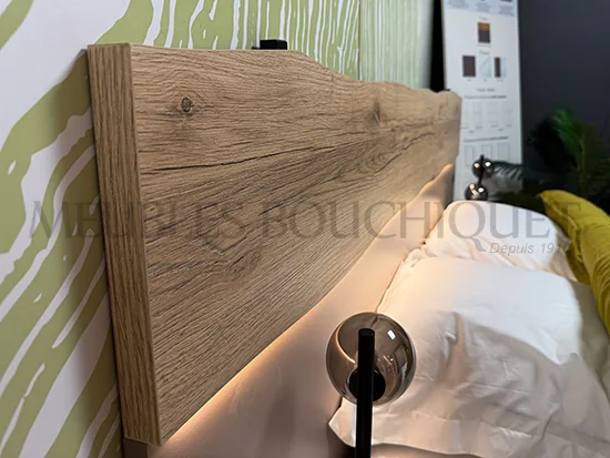 Lit style nature avec chevets Meubles Célio – Écorce - Promo Meubles Bouchiquet Bergues Nord