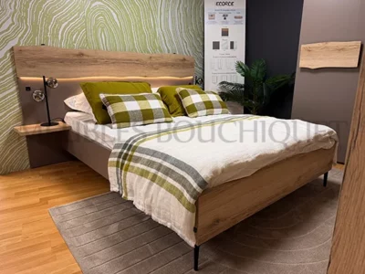 Lit style nature avec chevets Meubles Célio – Écorce - Promo Meubles Bouchiquet Nord