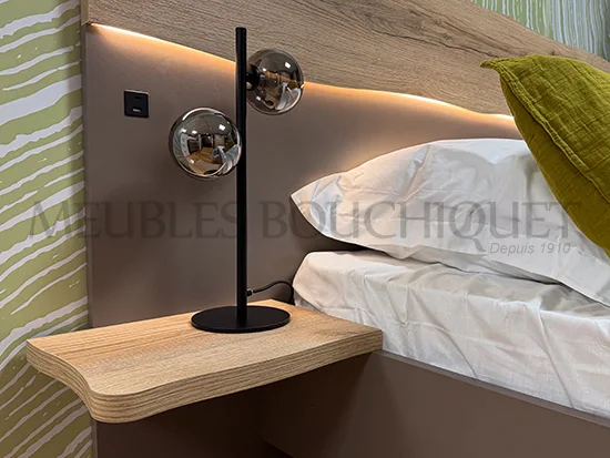 Lit style nature avec chevets Meubles Célio – Écorce - Promo Meubles Bouchiquet Nord