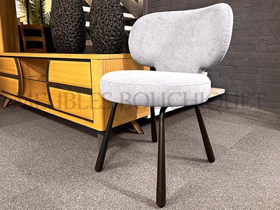 Lot de 2 chaises cocooning tissu bleu clair promo Meubles Bouchiquet