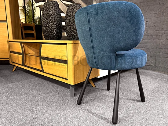 Lot de 2 chaises cocooning tissu bleu promo Meubles Bouchiquet magasin