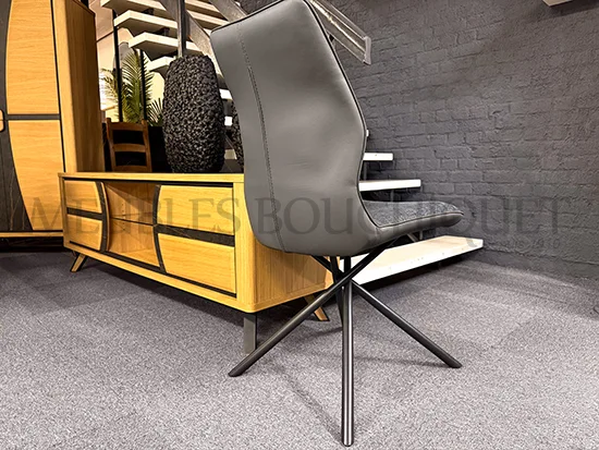 Lot de 2 chaises grises bi-matière pied métal promo Meubles Bouchiquet Dunkerque Nord