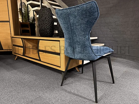 Lot de 2 chaises pivotantes tissu bleu promo Meubles Bouchiquet Nord Bergues