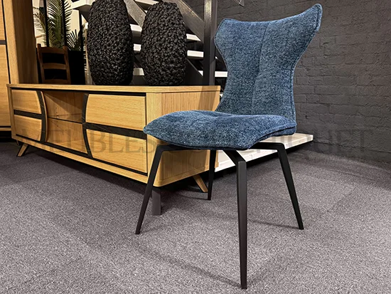 Lot de 2 chaises pivotantes tissu bleu promo Meubles Bouchiquet