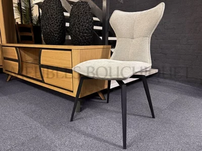 Lot de 2 chaises pivotantes tissu gris clair promo Meubles Bouchiquet