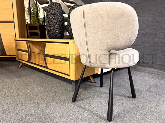 Lot de 3 chaises cocooning tissu beige promo Meubles Bouchiquet magasin