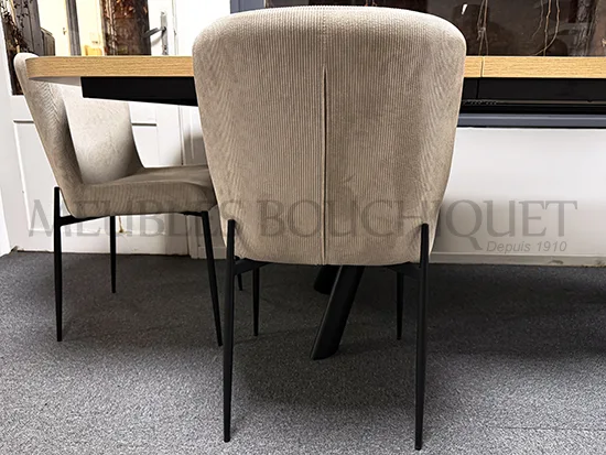 Lot de 4 chaises design velours côtelé beige promo Meubles Bouchiquet magasin