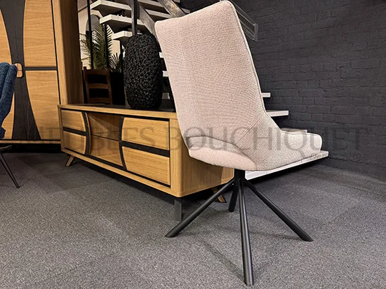 Lot de 4 chaises pivotantes tissu beige promo Meubles Bouchiquet Bergues Nord