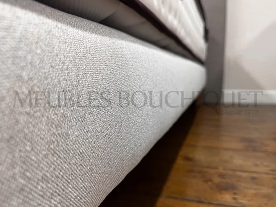 Sommier tapissier tissu gris clair 140x190cm promo Meubles Bouchiquet Dunkerque