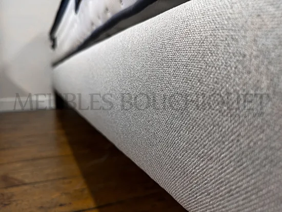 Sommiers tapissiers tissu gris clair couchage 160x200cm promo Meubles Bouchiquet Dunkerque