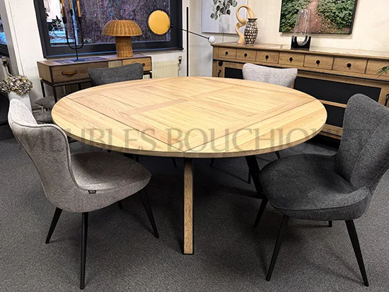 Table de repas carrée en chêne avec volets - Meubles Bouchiquet Promo