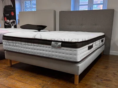 Tête de lit droite tissu taupe L160cm promo Meubles Bouchiquet