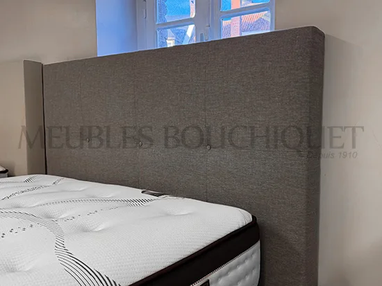 Tête de lit droite tissu taupe L160cm promo Meubles Bouchiquet Bergues