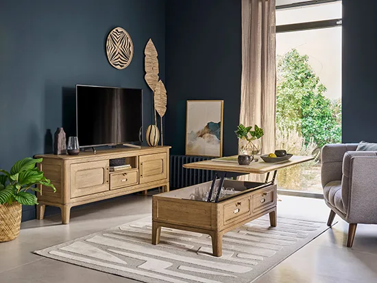 Table basse chêne plateau relevable dinette dessus bois ou céramique Artcopi - Jazz - Meubles Bouchiquet Bergues