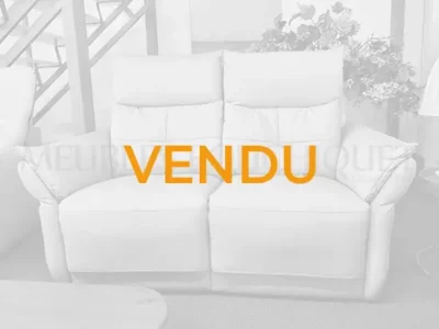 Canapé 2 places relax électrique en cuir beige avec prise USB