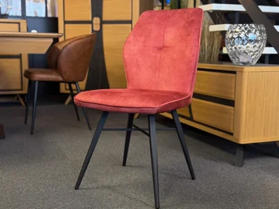 Lot de 2 chaises design en tissu rose et métal noir