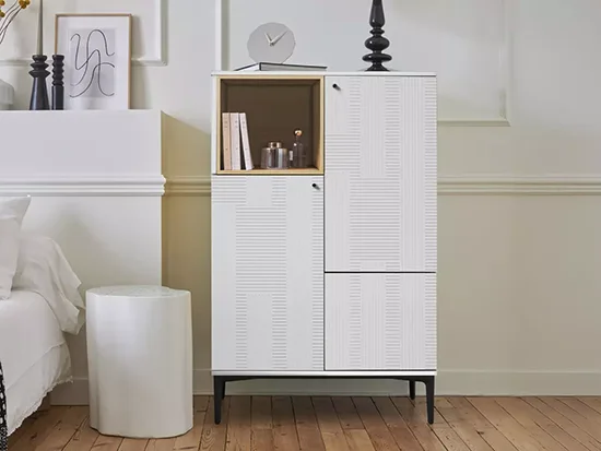 meuble d’entrée 120 cm finition blanc CELIO Écrin aux Meubles Bouchiquet à Bergues