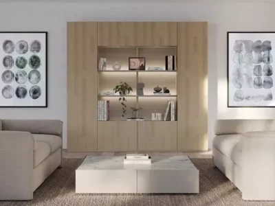 meuble de rangement 230 cm finition chêne CELIO Écrin aux Meubles Bouchiquet à Bergues