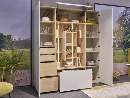 vue ouverte du meuble à porte centrale 190 cm blanc CELIO Écrin aux Meubles Bouchiquet à Bergues