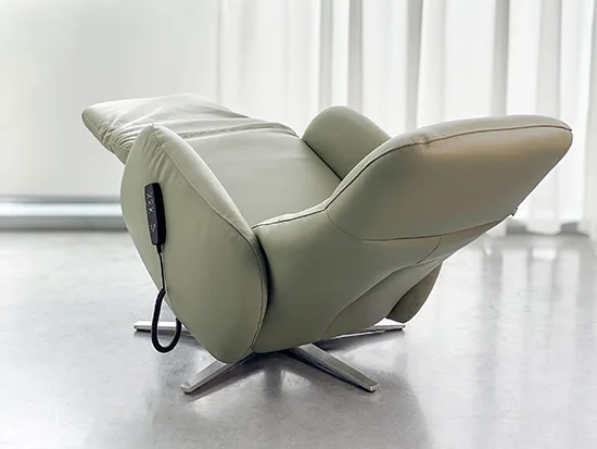 Fauteuil relax électrique rom1961 Sonata vert olive avec dossier haut et repose-pieds relevé